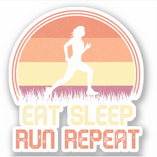 Sticker Manger Sleep Run Répéter Marathon de l'athlète rét (Devant)
