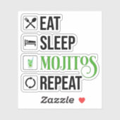 Sticker Mangez des mojitos du sommeil Répéter (Feuille)