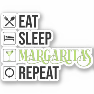 Sticker Mangez Sleep Margaritas Répéter