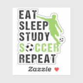 Sticker Mangez Sleep Study Soccer Répéter Garçon Soccer Jo (Feuille)