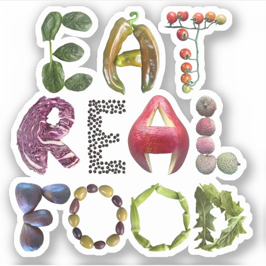 Sticker Mangez Véritable Aliments - Alimentation saine Dev (Devant)