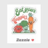 Sticker Mangez vos Légumes amusant Vegeterian (Feuille)