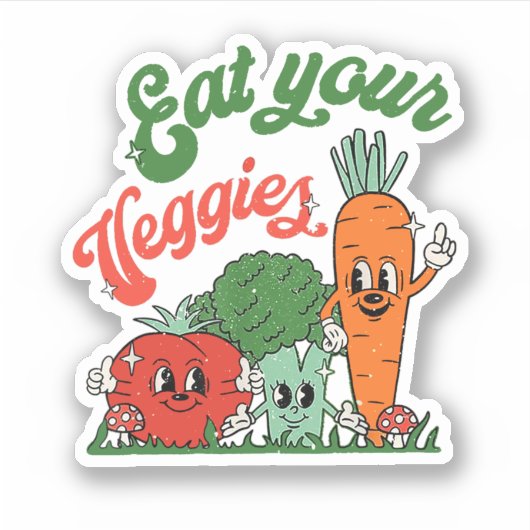 Sticker Mangez vos Légumes amusant Vegeterian (Devant)