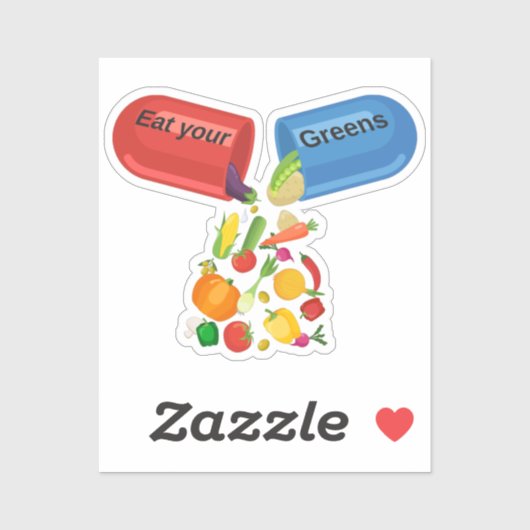 Sticker Mangez vos verts Veggie Pill Nutrition Alimentatio (Feuille)