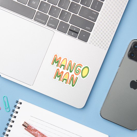 Sticker Mango Man (Ordinateur portable avec iPhone)