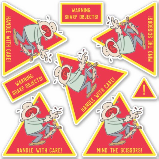 Sticker Manipulation avec soin Objets Sharp Avertissement (Devant)