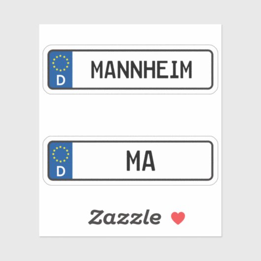 Sticker Mannheim kennzeichen, Plaque allemande d'immatricu (Feuille)