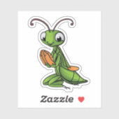 Sticker Mantis de la prière du dessin animé (Feuille)