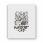 Sticker Manuscrit Chat Chat Manuscrit Médiéval Vintage Vec (Devant)