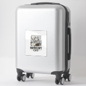 Sticker Manuscrit Chat Chat Manuscrit Médiéval Vintage Vec (Sur valise)