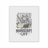 Sticker Manuscrit Chat Chat Manuscrit Médiéval Vintage Vec (Devant)