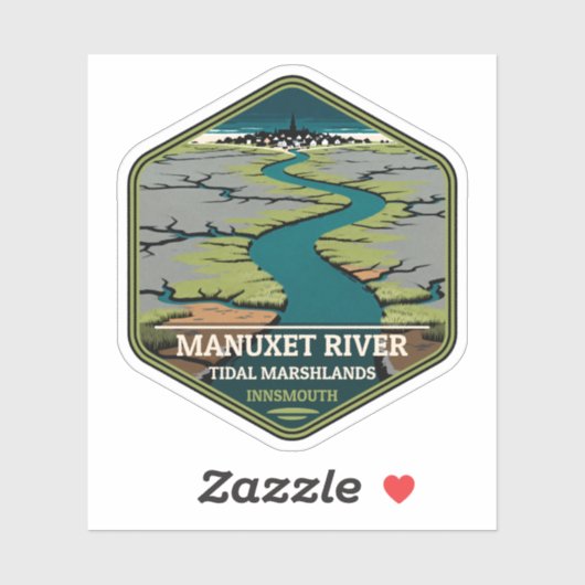 Sticker Manuxet River Tidal Marshlands Innsmouth Vintage (Feuille)