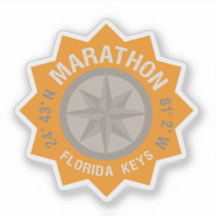 Sticker Marathon Florida Keys Latitude Longitude Orange