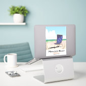Sticker Marazion Beach Cornwall affiche (Ordinateur portable sur le bureau)