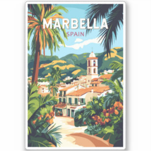 Sticker Marbella Espagne Illustration Voyage Art Vintage