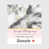 Sticker Marbre gris lisse moderne avec ruban or (Feuille)