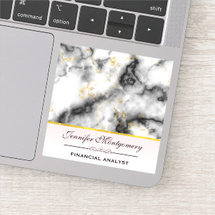 Sticker Marbre gris lisse moderne avec ruban or