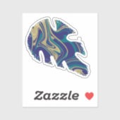 Sticker Marbre Liquide de Feuille de Monstera Abstrait (Feuille)