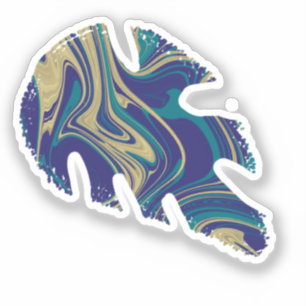 Sticker Marbre Liquide de Feuille de Monstera Abstrait
