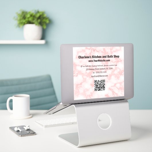 Sticker Marbre rose Faux (Ordinateur portable sur le bureau)