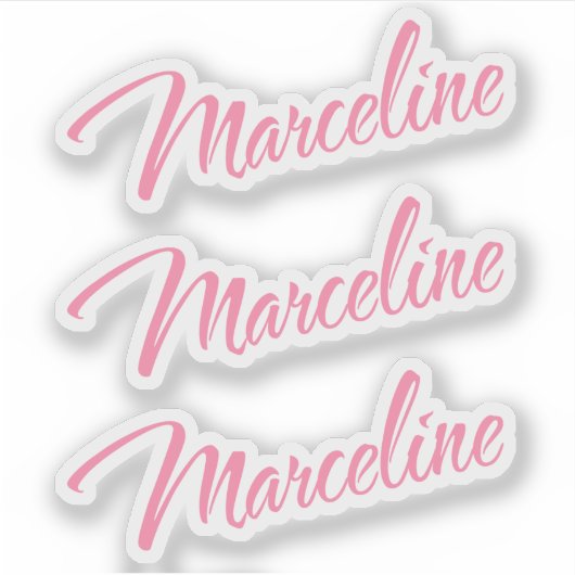 Sticker Marceline nom rose cursive x3 (Devant)