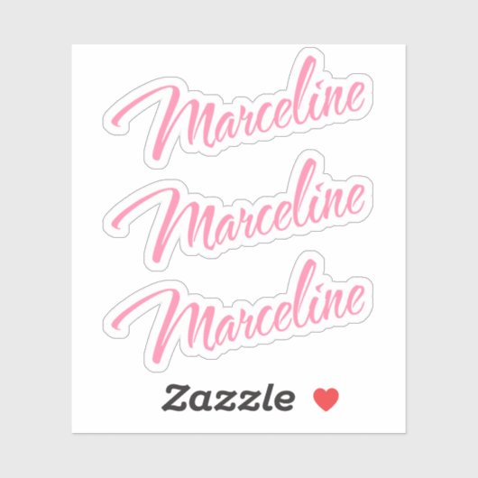 Sticker Marceline nom rose cursive x3 (Feuille)