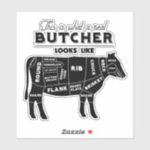 Sticker Marché de la viande et Boucher Travailleur Drôle C (Feuille)