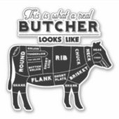 Sticker Marché de la viande et Boucher Travailleur Drôle C (Devant)