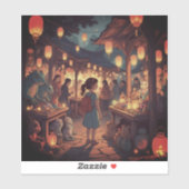 Sticker Marché de nuit aux lanternes (Feuille)