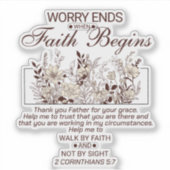 Sticker Marche par Foi 2 Corinthians 5 Écriture Florale (Devant)