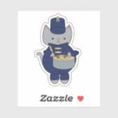 Sticker Marching Band Gray Cat Drum Navy Blue Gold (Feuille)