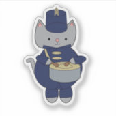 Sticker Marching Band Gray Cat Drum Navy Blue Gold (Devant)