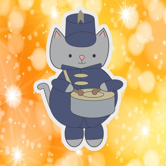 Sticker Marching Band Gray Cat Drum Navy Blue Gold