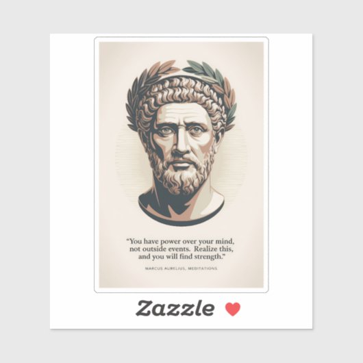 Sticker Marcus Aurelius Meditations Quote Illustration Art (Feuille)