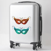 Sticker Mardi Gra Plumes perlées Masques (Sur valise)