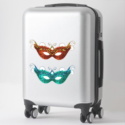 Sticker Mardi Gra Plumes perlées Masques (Sur valise)