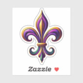 Sticker Mardi Gras coloré Fleur de lis (Feuille)