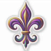 Sticker Mardi Gras coloré Fleur de lis (Devant)