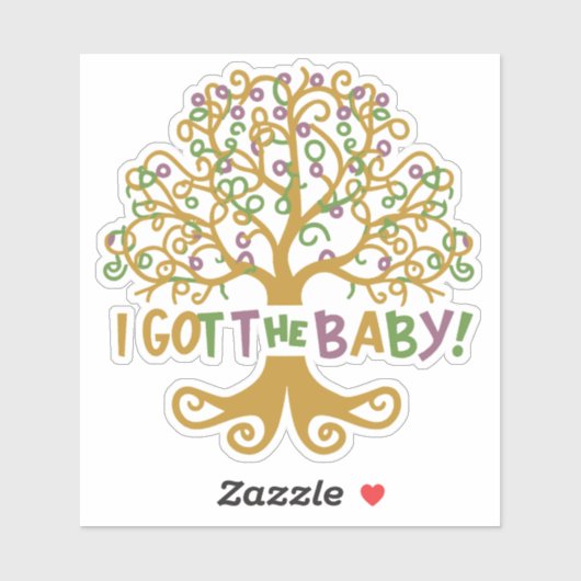 Sticker Mardi Gras J'Ai Obtenu L'Alerte De Grossesse Bébé (Feuille)