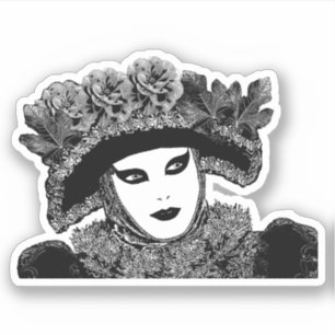 Sticker Mardi gras Masque noir et blanc