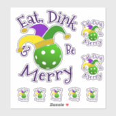 Sticker Mardi Gras Pickleball Eat Dink Be Joyeux (Feuille)