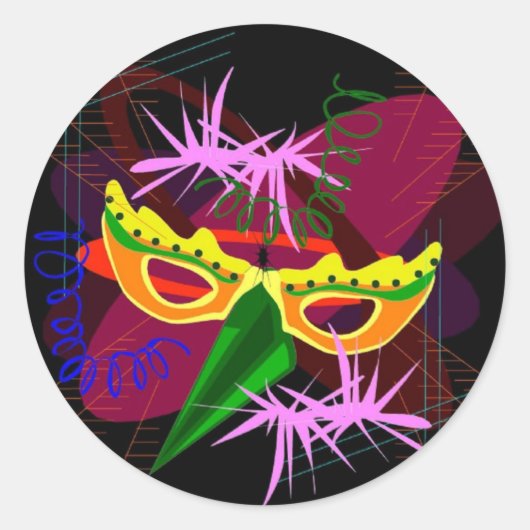 Sticker-Mardi Gras Ronde Sticker (Voorkant)