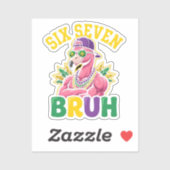 Sticker Mardi Gras Six Seven Bruh Flamingo 6 7 Meme  (Feuille)