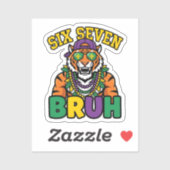 Sticker Mardi Gras Six Seven Bruh Flamingo 6 7 Meme  (Feuille)