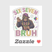 Sticker Mardi Gras Six Seven Bruh gorille 6 7 Meme (Feuille)