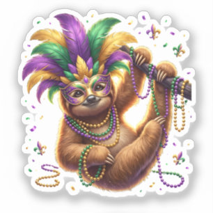 Sticker Mardi Gras Six Seven Bruh  Paresseux 6 7 Meme 