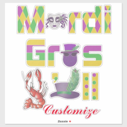 Sticker Mardi Gras Y'all Thunder_Cove (Feuille)