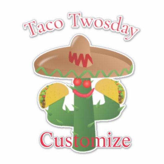 Sticker Mardi Taco Saguaro Cactus Thunder_Cove (Devant)