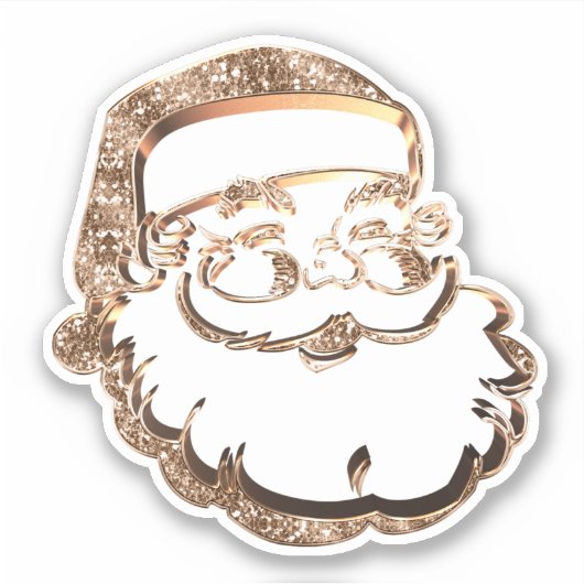 Sticker Mare Faux Gold Santa Claus Portrait Noël (Devant)
