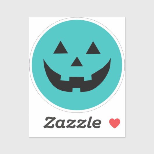 Sticker Mare turquoise Jack-o'-lantern citrouille face Hal (Feuille)